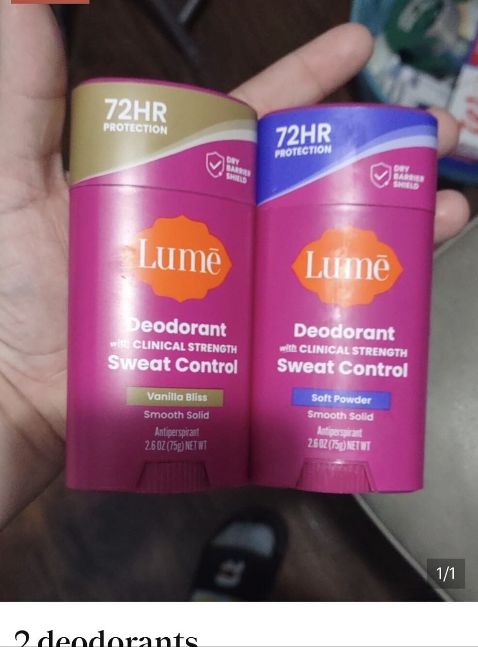 Lume Women Sweat Control Deodorant - Pink (Vanilla Bliss & Soft Powder)